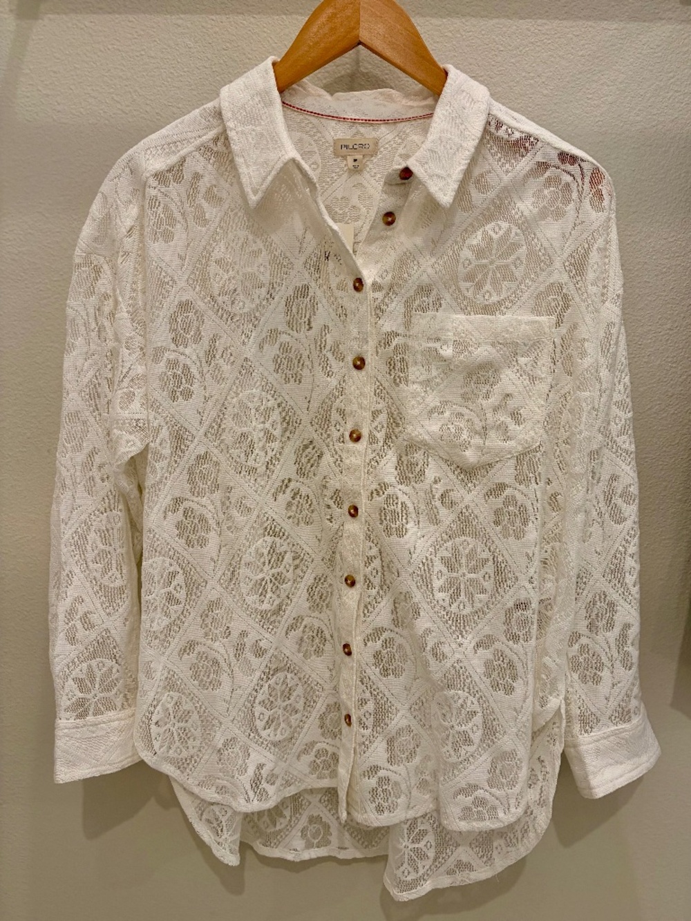 Anthropologie Pilcro off-White Lace Oversized Shirt